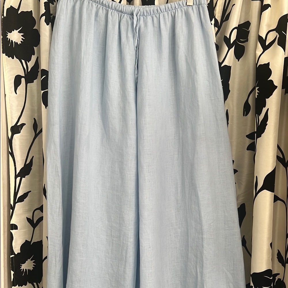 Eileen Fisher Linen Blue Maxi A-Line Skirt Casual Resort Wear